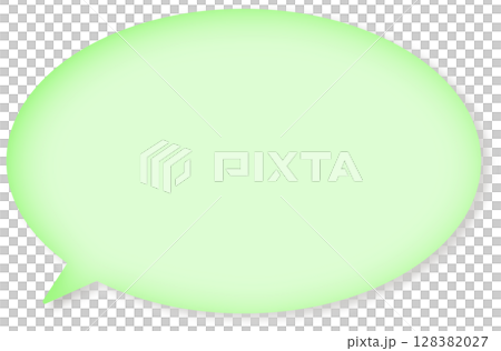 緑のシンプルな丸いふきだし。ドロップシャドウがある。 128382027