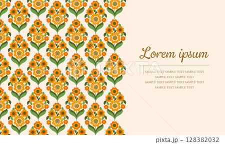 70年代 レトロモダンな花柄素材とコピースペース ベクターイラスト 70年代 レトロモダンな花柄素材とコピースペース ベクターイラスト 128382032