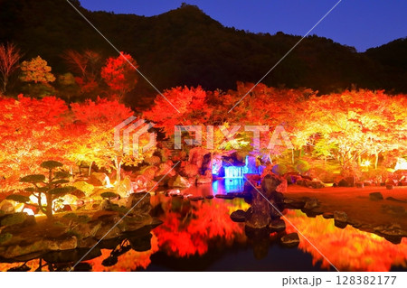 秋の溪石園（ライトアップ・耶馬溪・中津市） 128382177