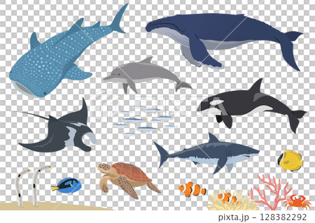 Sea creatures set_vector illustration 128382292