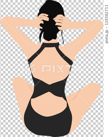 ポーズをとる水着を着た女性のイラスト ポーズをとる水着を着た女性のイラスト 128382711