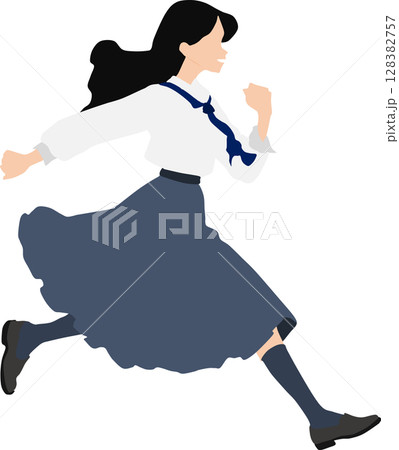 ンニングする女性のイラスト ンニングする女性のイラスト 128382757