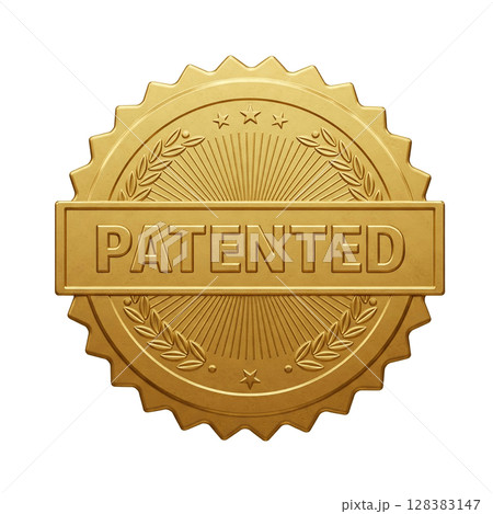 特許を表す金色のエンブレム 特許を表す金色のエンブレム 128383147