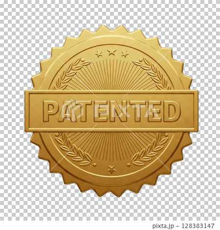 特許を表す金色のエンブレム 特許を表す金色のエンブレム 128383147