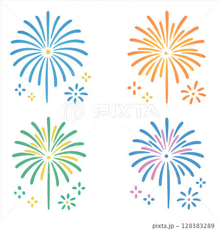 カラフルな花火のベクターイラストセット 128383289