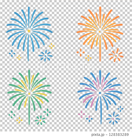 五彩繽紛的煙火向量插圖集 128383289