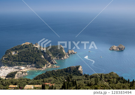Peninsula and a Ionian sea, Corfu (Korfu), Greece Peninsula and a Ionian sea, Corfu (Korfu), Greece 128383494