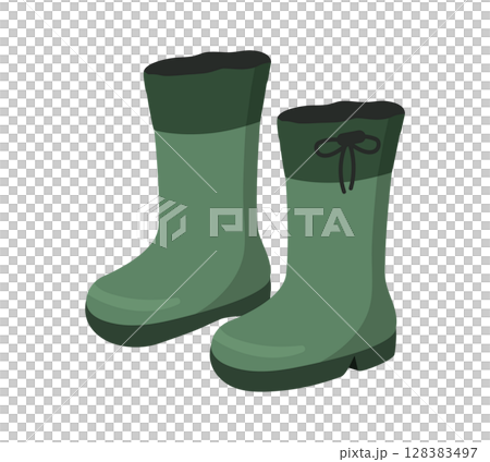 シンプルな緑色の長靴のイラスト 128383497