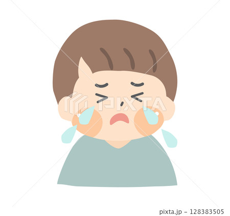 泣いている幼い男の子のイラスト 128383505
