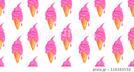 Icecream pattern with pink and purple ice cream cones and popsicles Icecream pattern with pink and purple ice cream cones and popsicles 128383558
