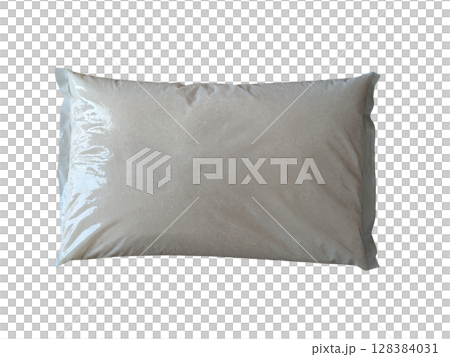 A bag of white rice packed in a transparent bag 128384031