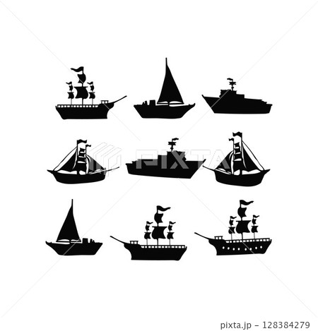 ship silhouette ship silhouette 128384279