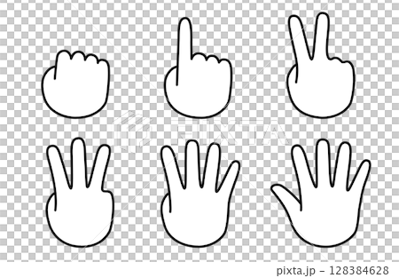 Simple silhouette vector illustration of open fingers counting backwards 128384628
