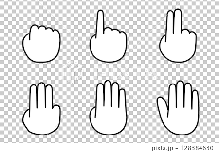 Simple silhouette vector illustration of closed fingers counting backwards 128384630