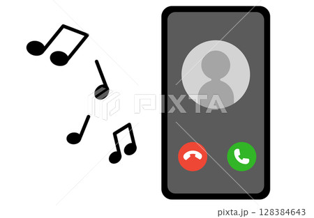 スマートフォンの着信画面を描いたシンプルなベクターイラスト 128384643