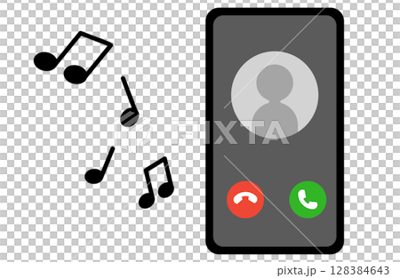 スマートフォンの着信画面を描いたシンプルなベクターイラスト 128384643