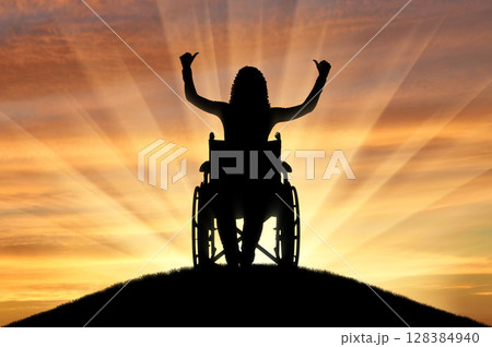 Concept of happy people with disabilities Concept of happy people with disabilities 128384940