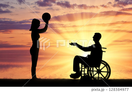 Concept of caring and supporting disabled people in the family 128384977
