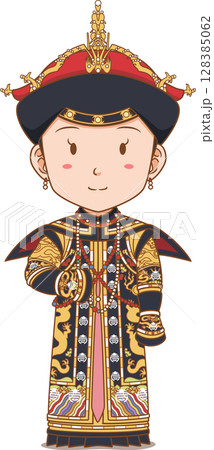 Cartoon Character of Qing dynasty empress of China. 128385062