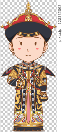 Cartoon Character of Qing dynasty empress of China. 128385062