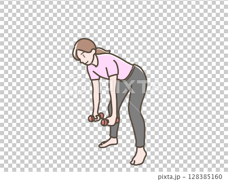 一位女士做啞鈴練習的插圖 128385160