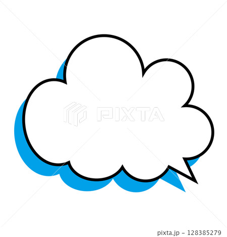 シンプルな吹き出しのイラスト　もこもこ 128385279