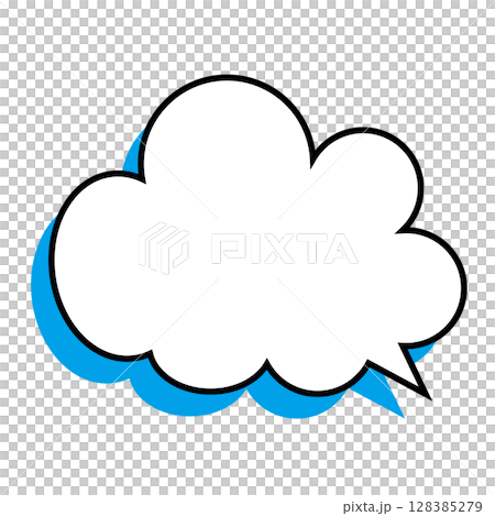 シンプルな吹き出しのイラスト　もこもこ 128385279