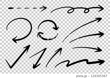 Pen handwritten arrow set black Pen handwritten arrow set black 128385367