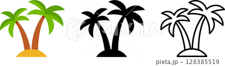 Palm trees icon variants 128385519