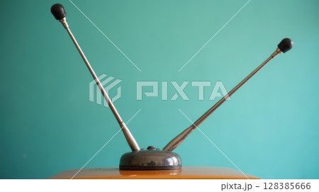 retro TV rabbit ears antenna 128385666