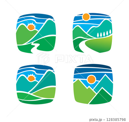 Simple Square Mountain Logo Template Design Vector 128385798