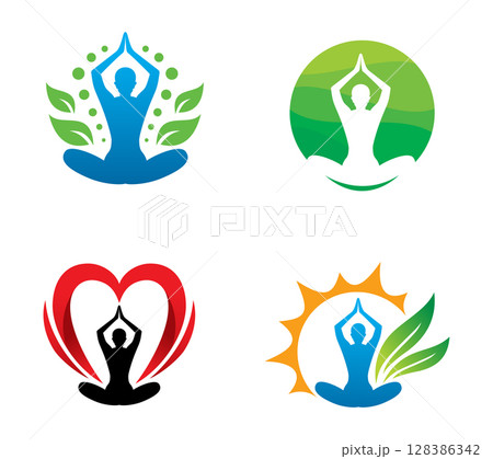 Yoga therapy logo template Illustrator Artwork 128386342
