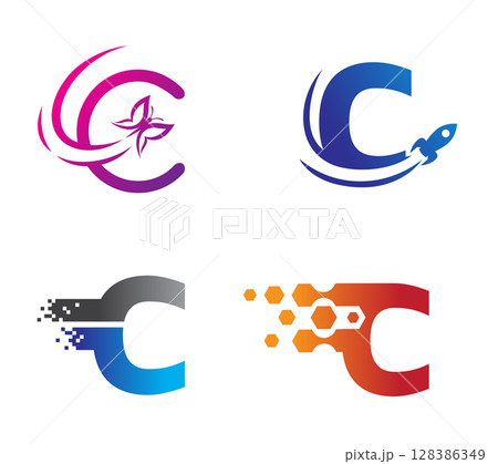 Letter C logo template Illustrator Artwork Letter C logo template Illustrator Artwork 128386349