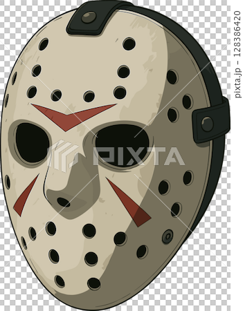 ホラー調のホッケーマスクのイラスト ホラー調のホッケーマスクのイラスト 128386420