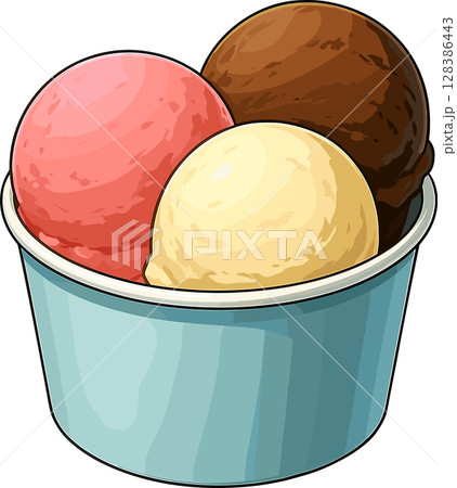 3種のカップアイスのイラスト 128386443