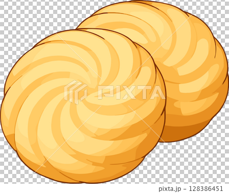 Illustration of two vanilla cookies 128386451