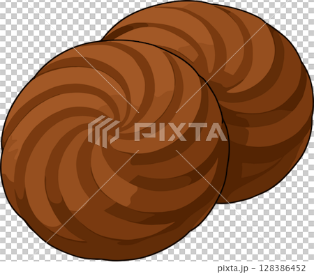2枚のチョコクッキーのイラスト 128386452