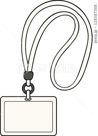 白のネックストラップのイラスト 白のネックストラップのイラスト 128387308