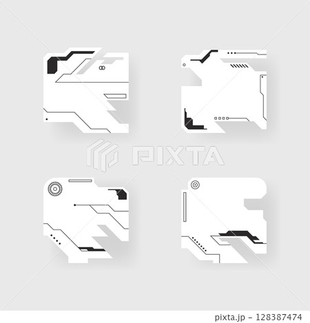 Futuristic interface ui elements. Futuristic HUD elements. Hud interface set. Vector illustration. 128387474