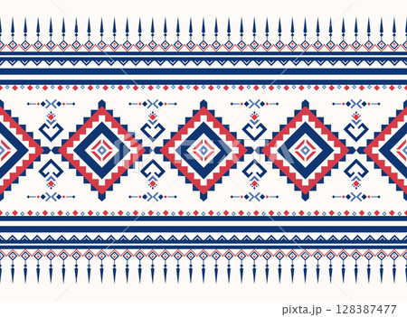Geometric ethnic oriental pattern background. Design for texture, wrapping, clothing, batik, fabric, wallpaper and background. Pattern embroidery design. Geometric ethnic oriental pattern background. Design for texture, wrapping, clothing, batik, fabric, wallpaper and background. Pattern embroidery design. 128387477