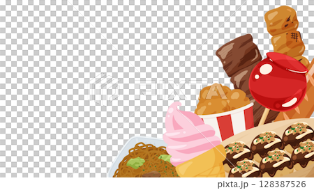 Food stall background illustration_16:9 128387526