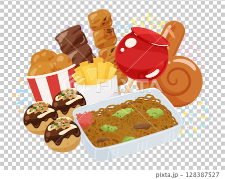 食品攤位插圖 食品攤位插圖 128387527