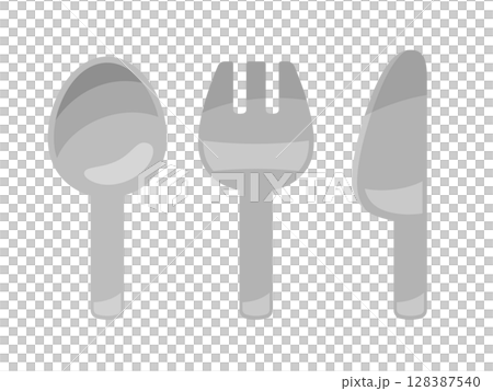 可愛的湯匙、叉子和刀子插圖 128387540