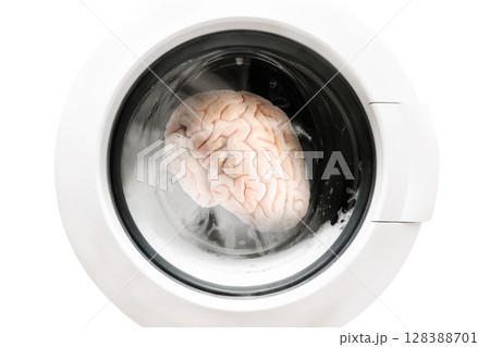 Brainwashing concept in washing machine 128388701