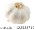 One bulb of raw garlic cut out on white background 128388719