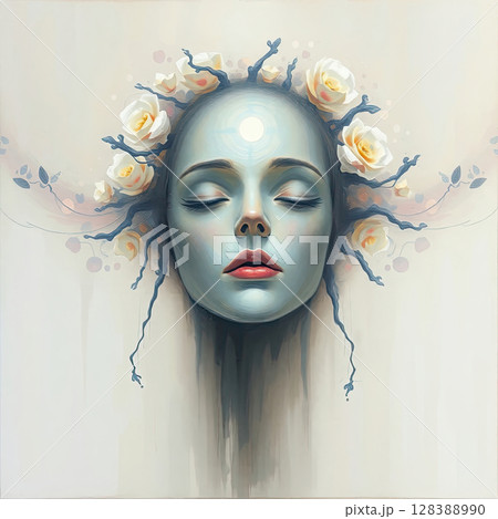 Contemporary abstract art with esoteric and spiritual motifs. Contemporary abstract art with esoteric and spiritual motifs. 128388990