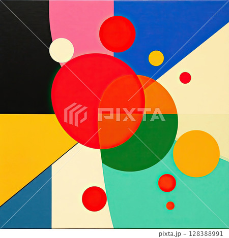 Vibrant geometric background with bold colors and shapes. 128388991