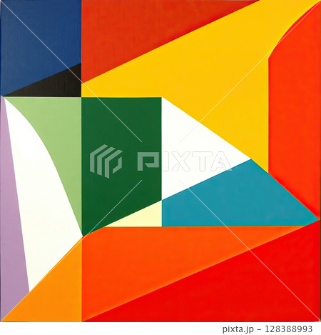 Vibrant geometric background with bold colors and shapes. 128388993