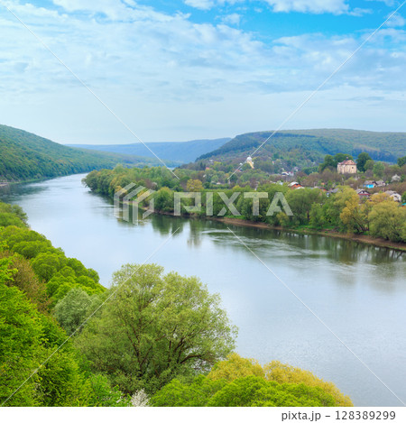 Spring Dnister river, Ukraine Spring Dnister river, Ukraine 128389299