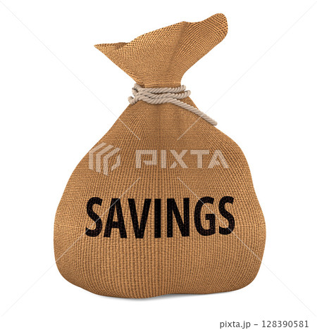SAVINGS concept with money bag. 3D rendering 128390581